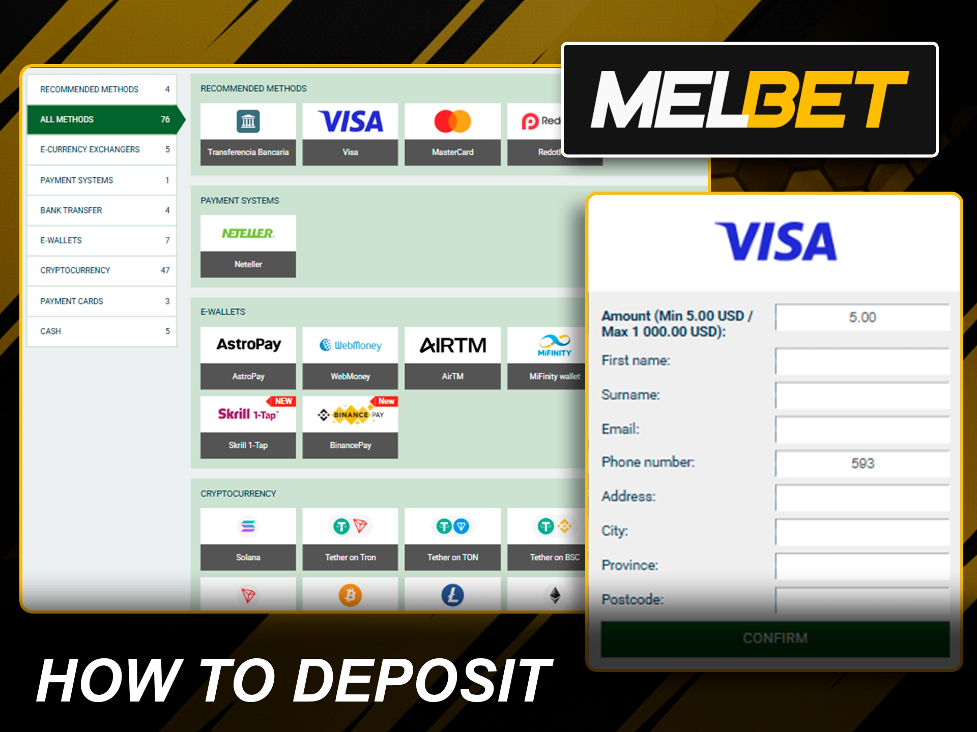 Step-by-step guide to funding your Melbet gaming account.