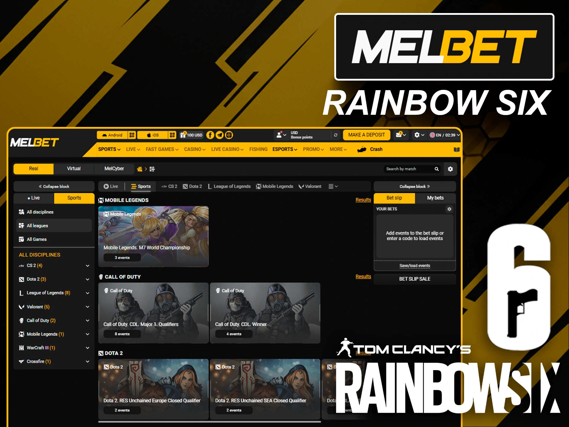 Betting on tactical Rainbow Six Siege matches at Melbet.