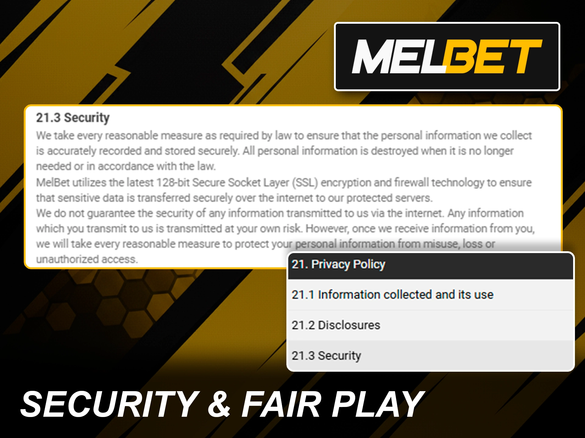 Melbet security protocols and fair play standards for users.